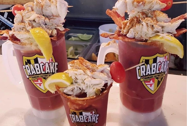 Three blood mary's from the Crabcake Factory.