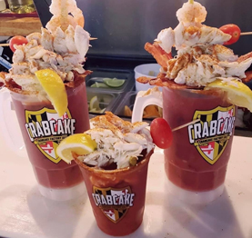 Three Bloody Marys from Crabcake Factory.