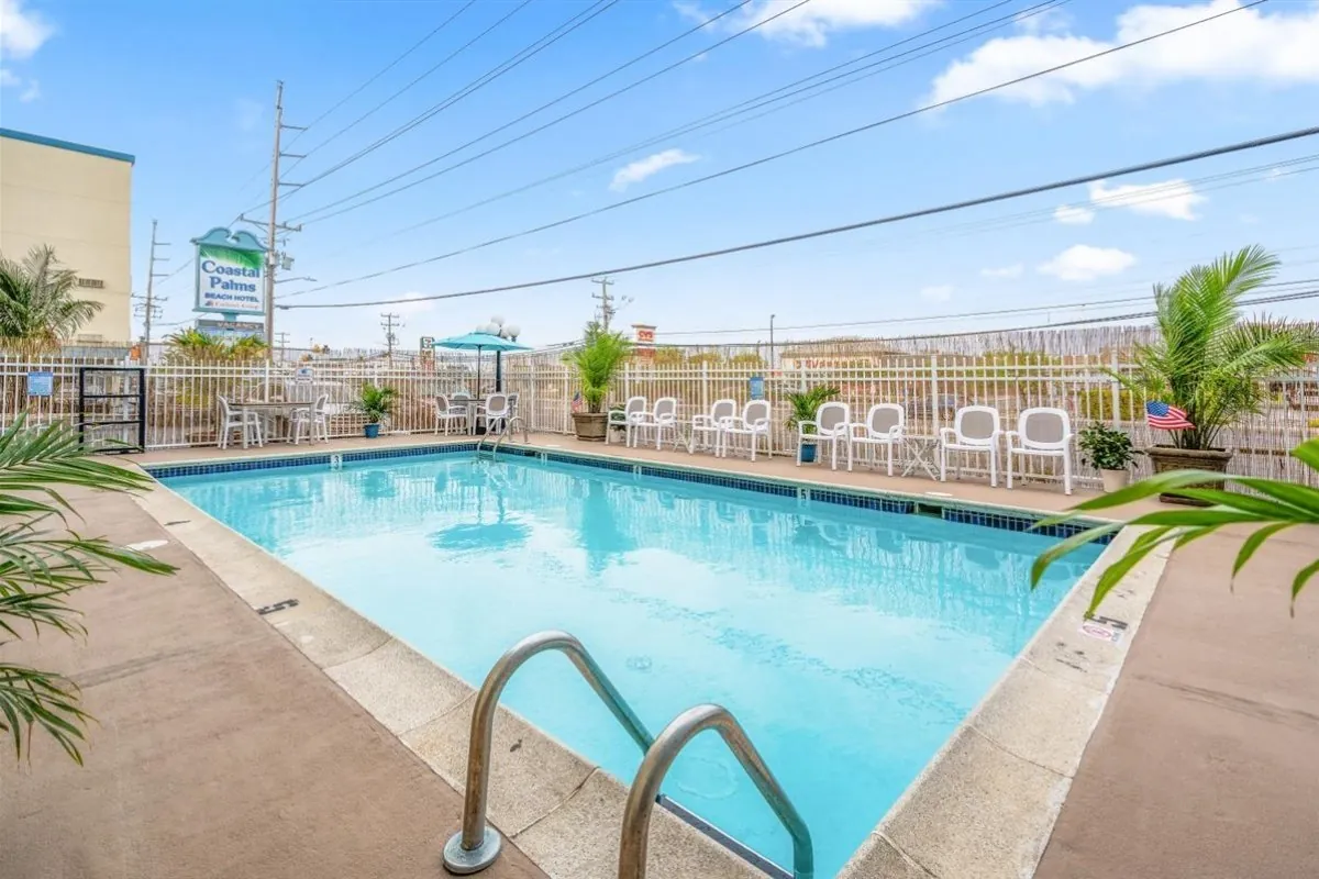 Pool area outside for guests and visitors.